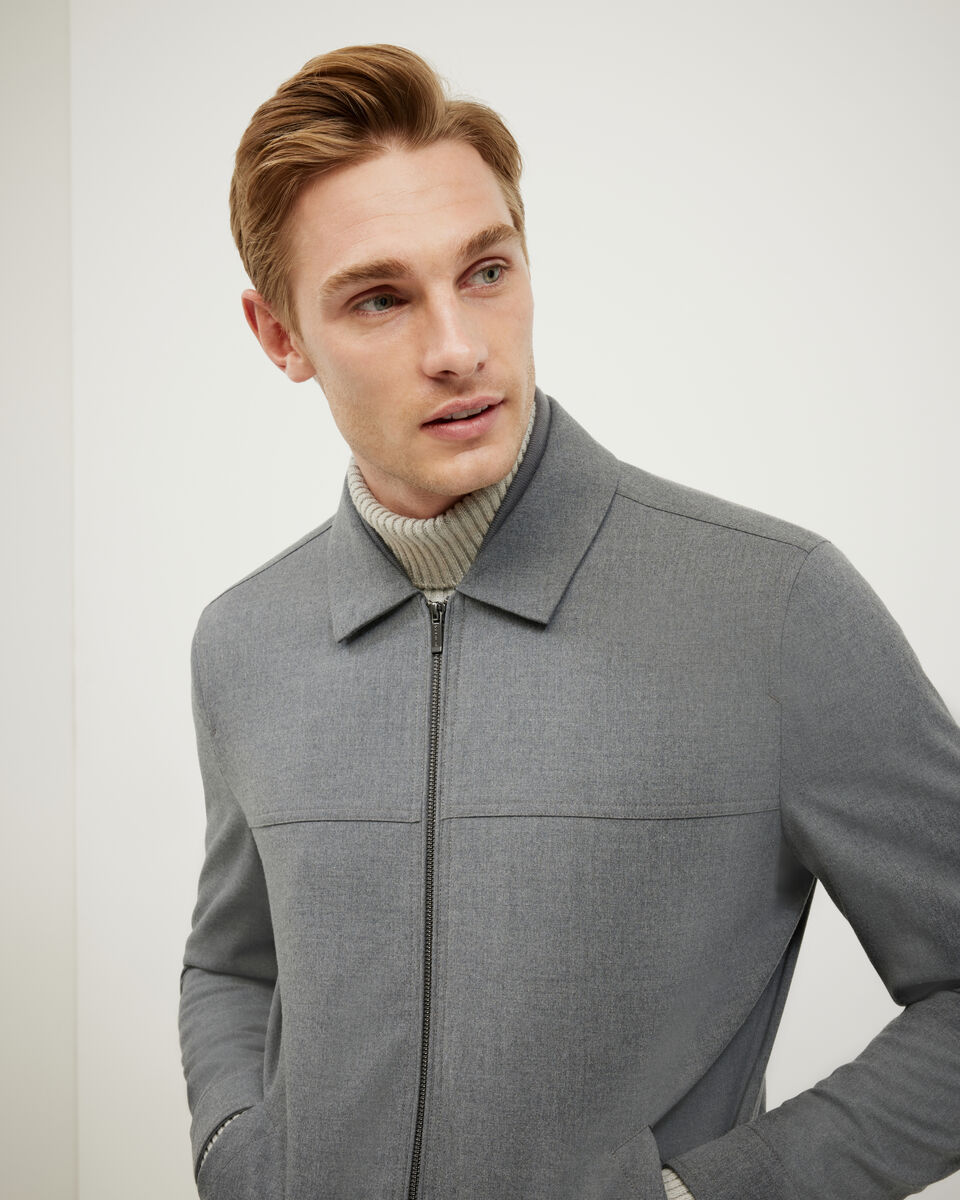 Flannel Harrington Jacket, Mid Grey, hi-res